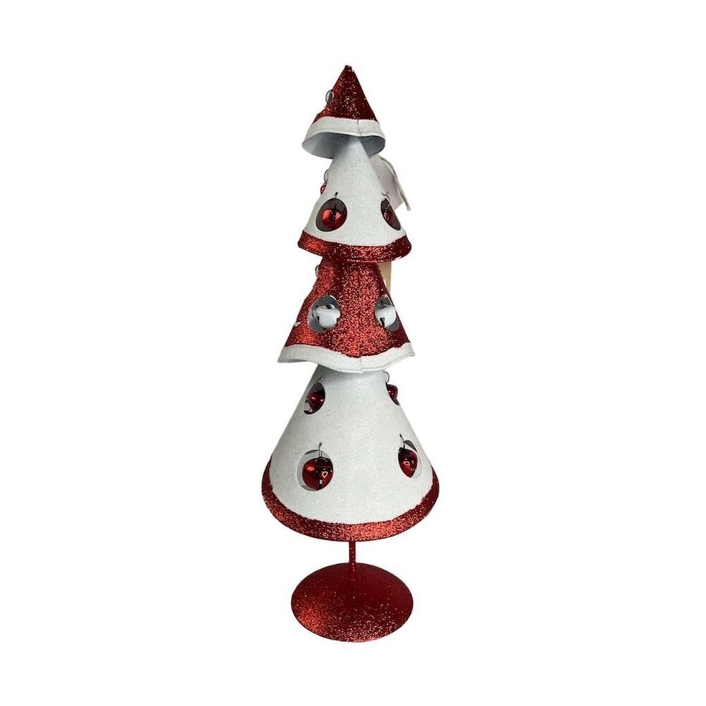 Ashland Red & White Glitter Christmas Tree Centerpiece 17"‎ Holiday Decor